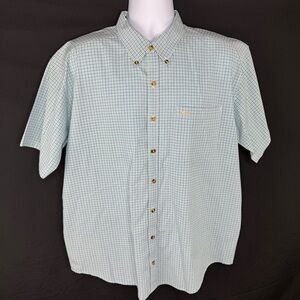 Drake Blue / White/ Green Checkered Casual Button Down Shirt Excellent condition